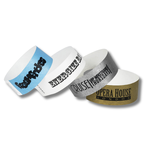 1" Black Printed Tvvek Paper Wristbands Black and White London®