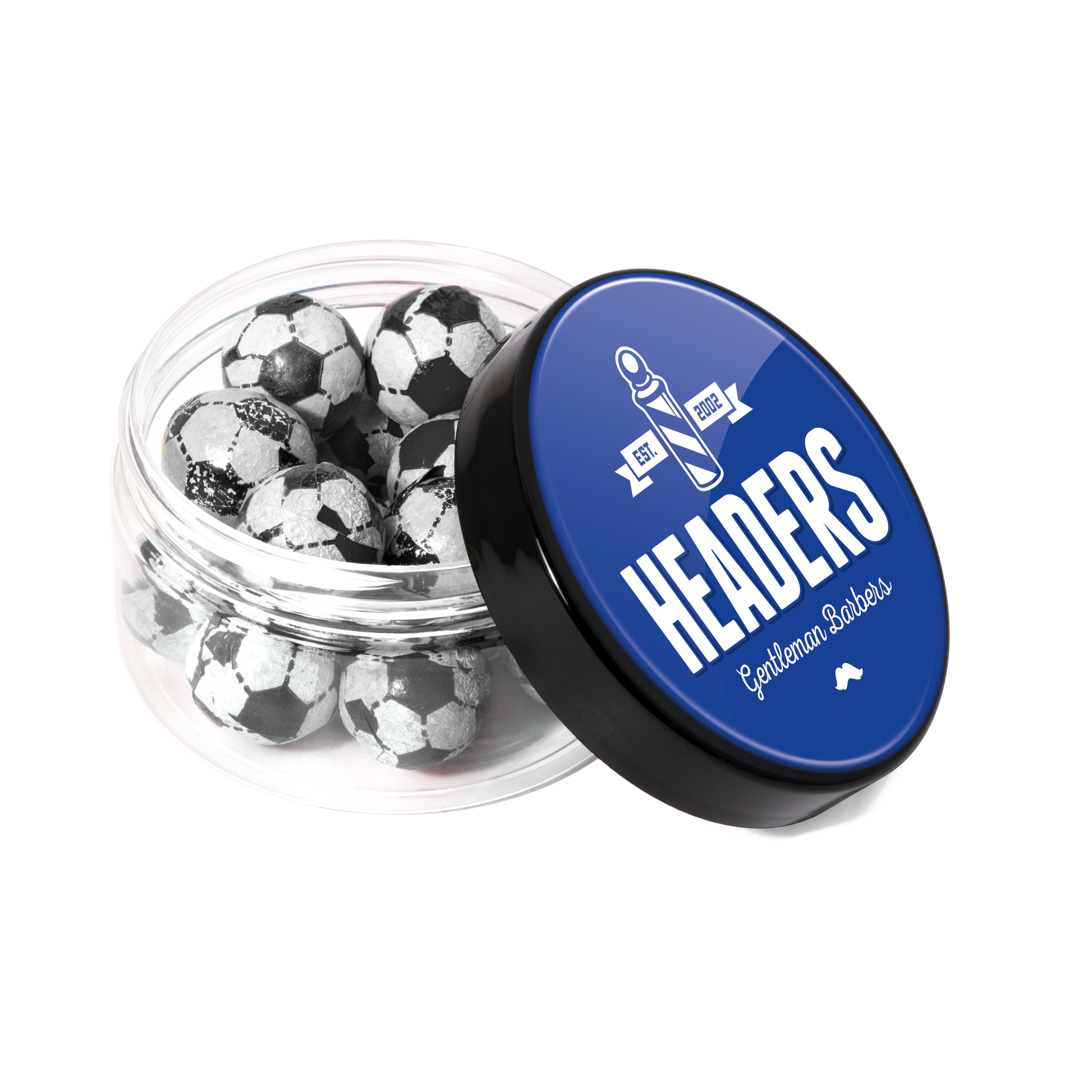 Screw Top Jar - Chocolate Footballs Black and White London