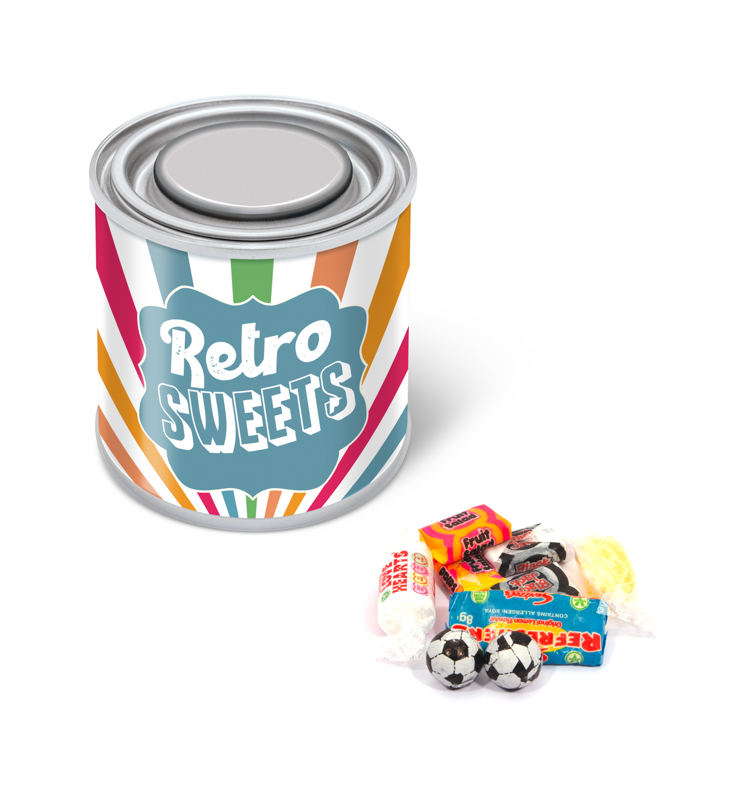 Small Paint Tin - Retro Sweets Black and White London