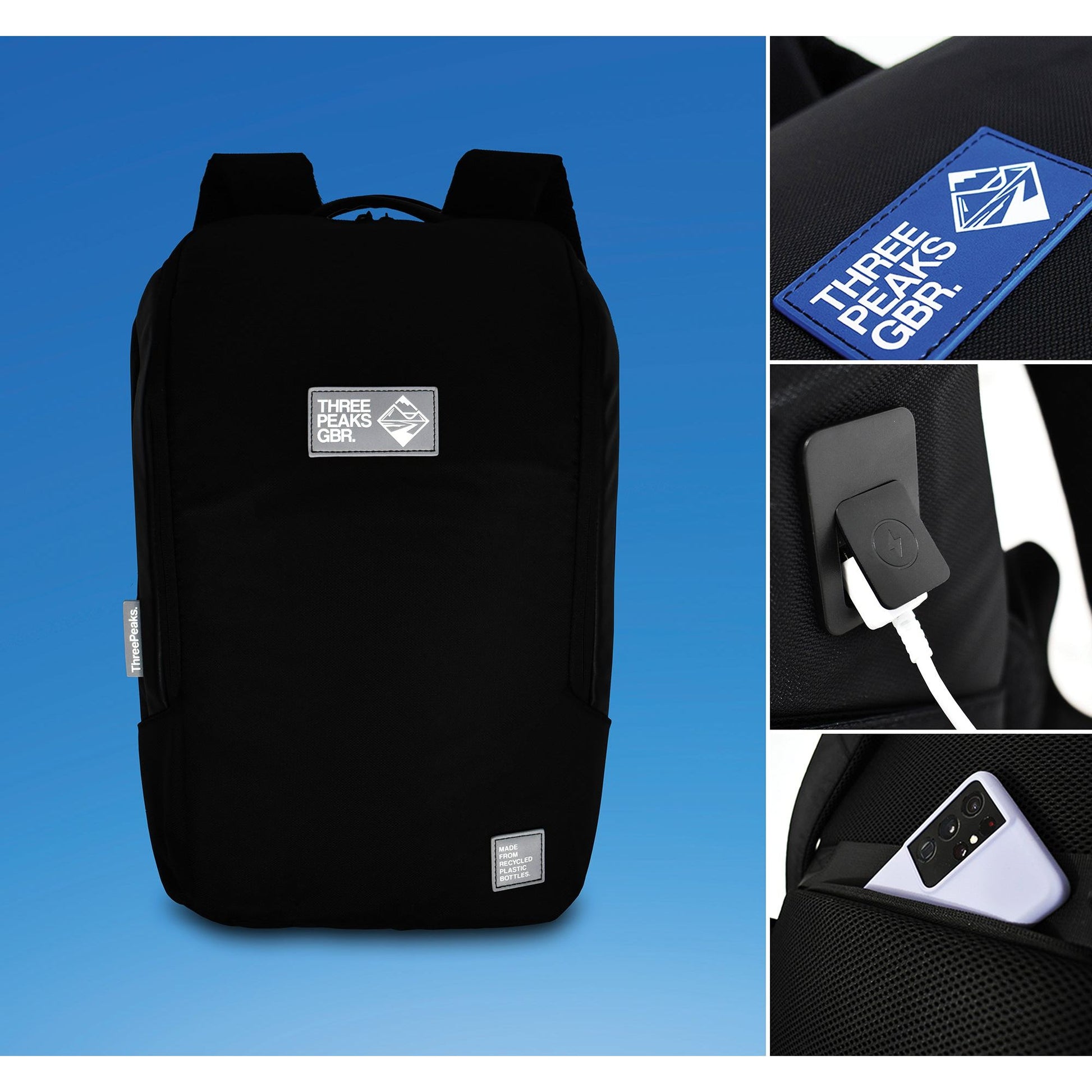 Three Peaks® Commuter Backpack Business Bags Black and White London