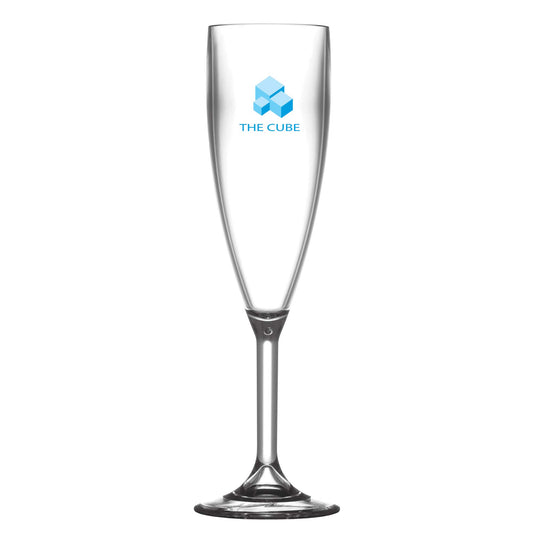Reusable Plastic Champagne Flute (187ml/6.6oz) Clear Stemmed Black and White London