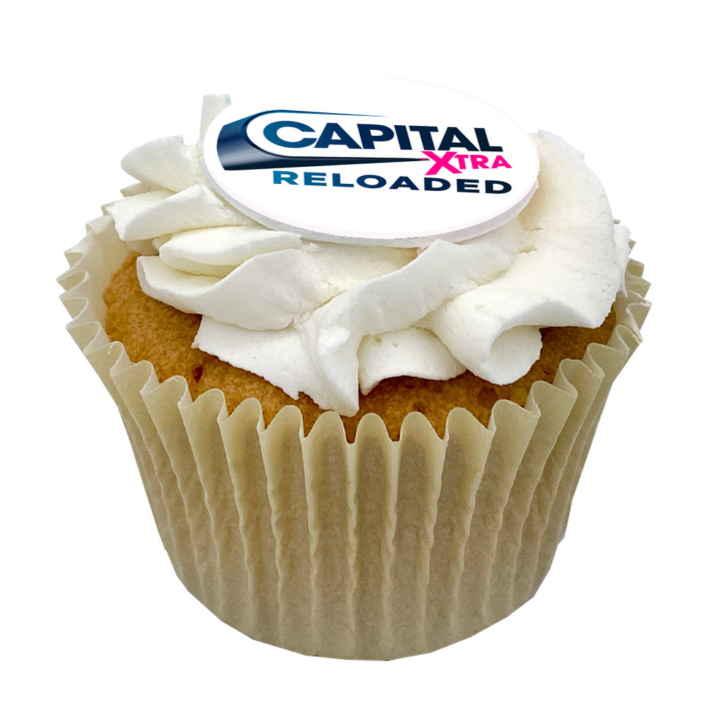 Frosted Cupcakes with Printed Iced Topper  Black and White London