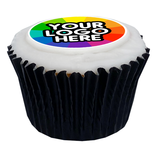 Ice Filled Cupcakes with Large Printed Iced Topper  Black and White London