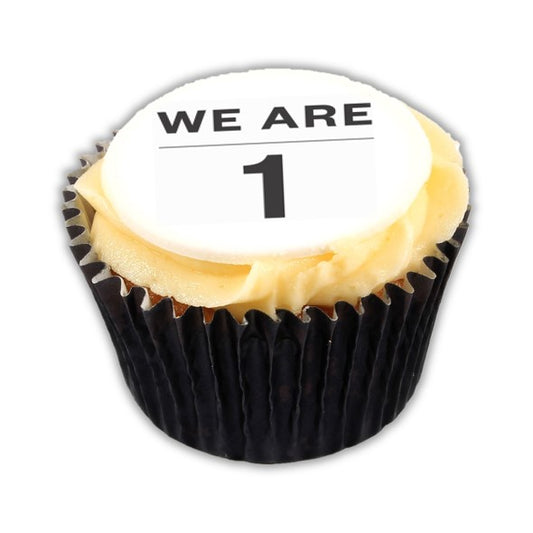Frosted Cupcakes with Large Printed Iced Topper  Black and White London