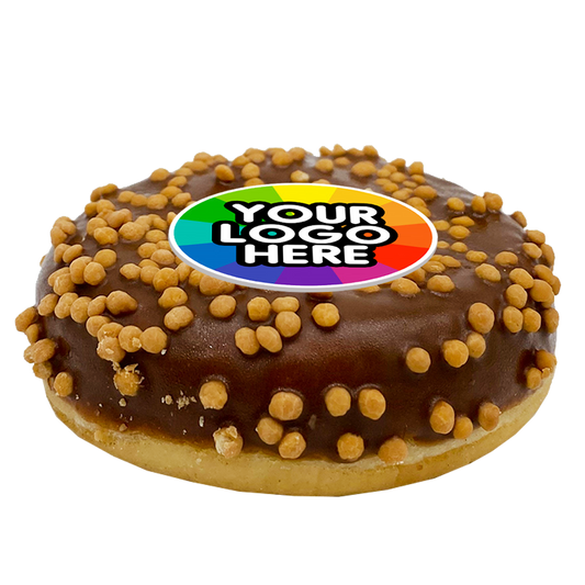 Printed Iced Logo Caramel Doughnut  Black and White London