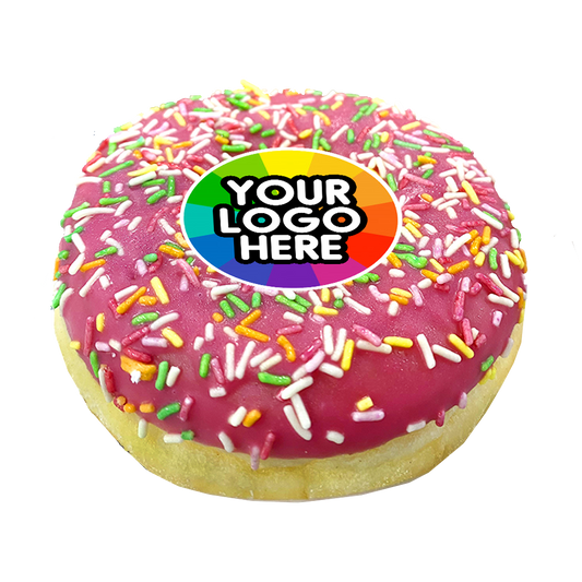 Printed Iced Logo Strawberry Doughnut  Black and White London