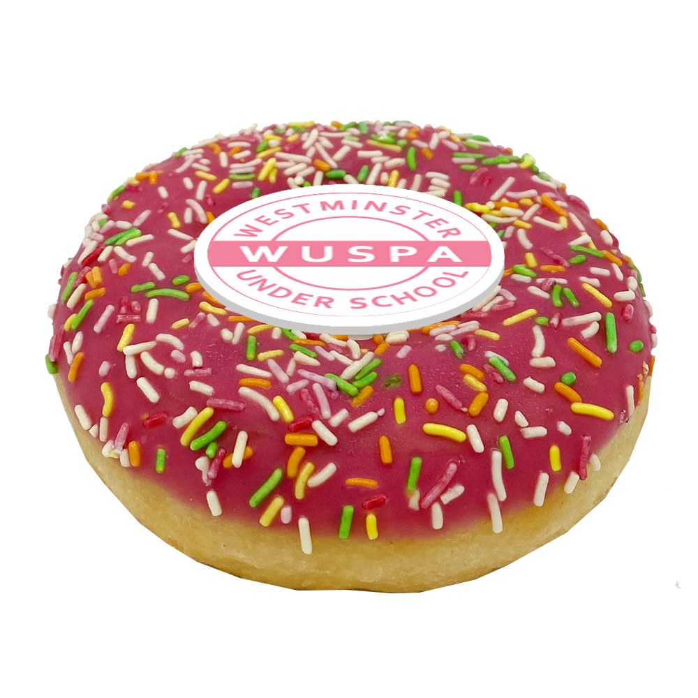 Printed Iced Logo Strawberry Doughnut  Black and White London