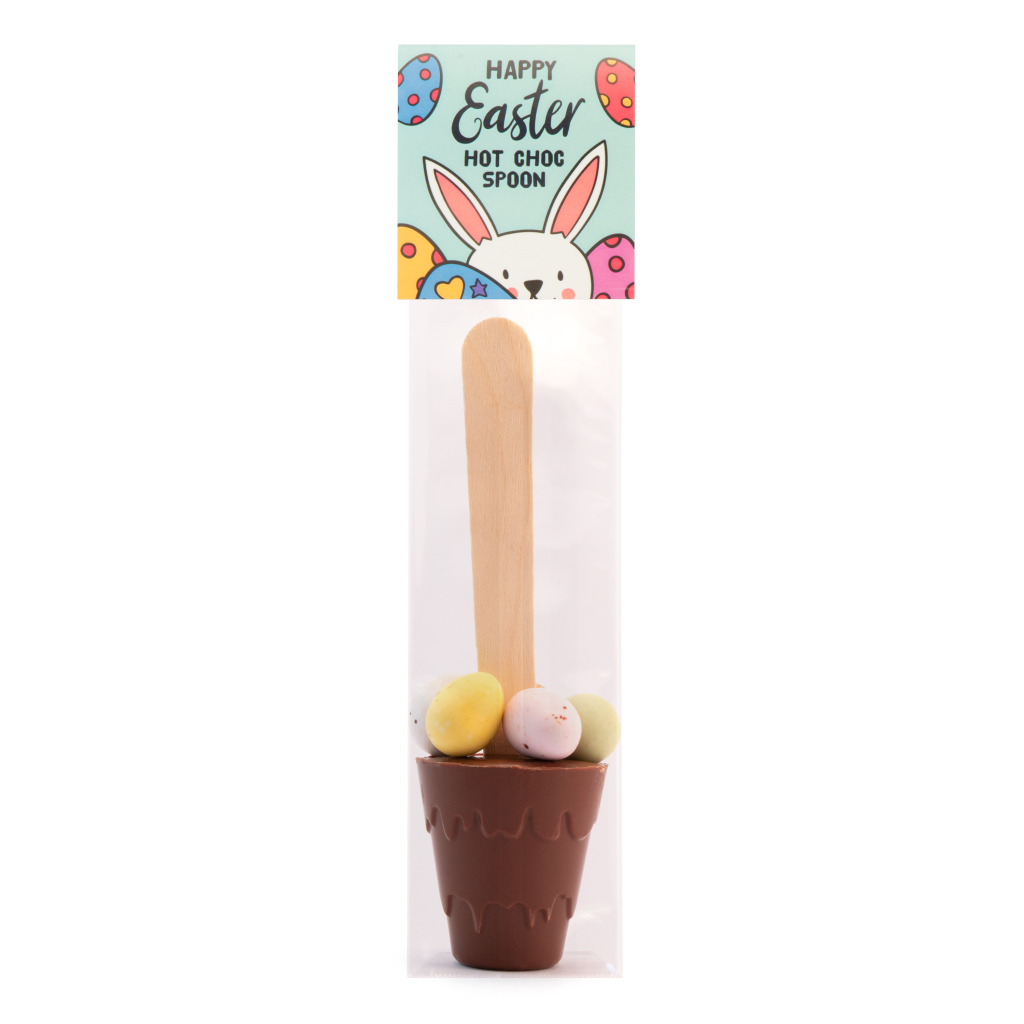 Easter Info Card with Hot Choc Spoon with Speckled Eggs  Black and White London