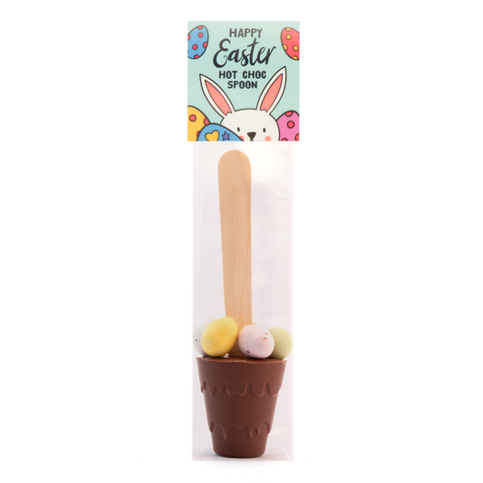 Easter Info Card with Hot Choc Spoon with Speckled Eggs  Black and White London