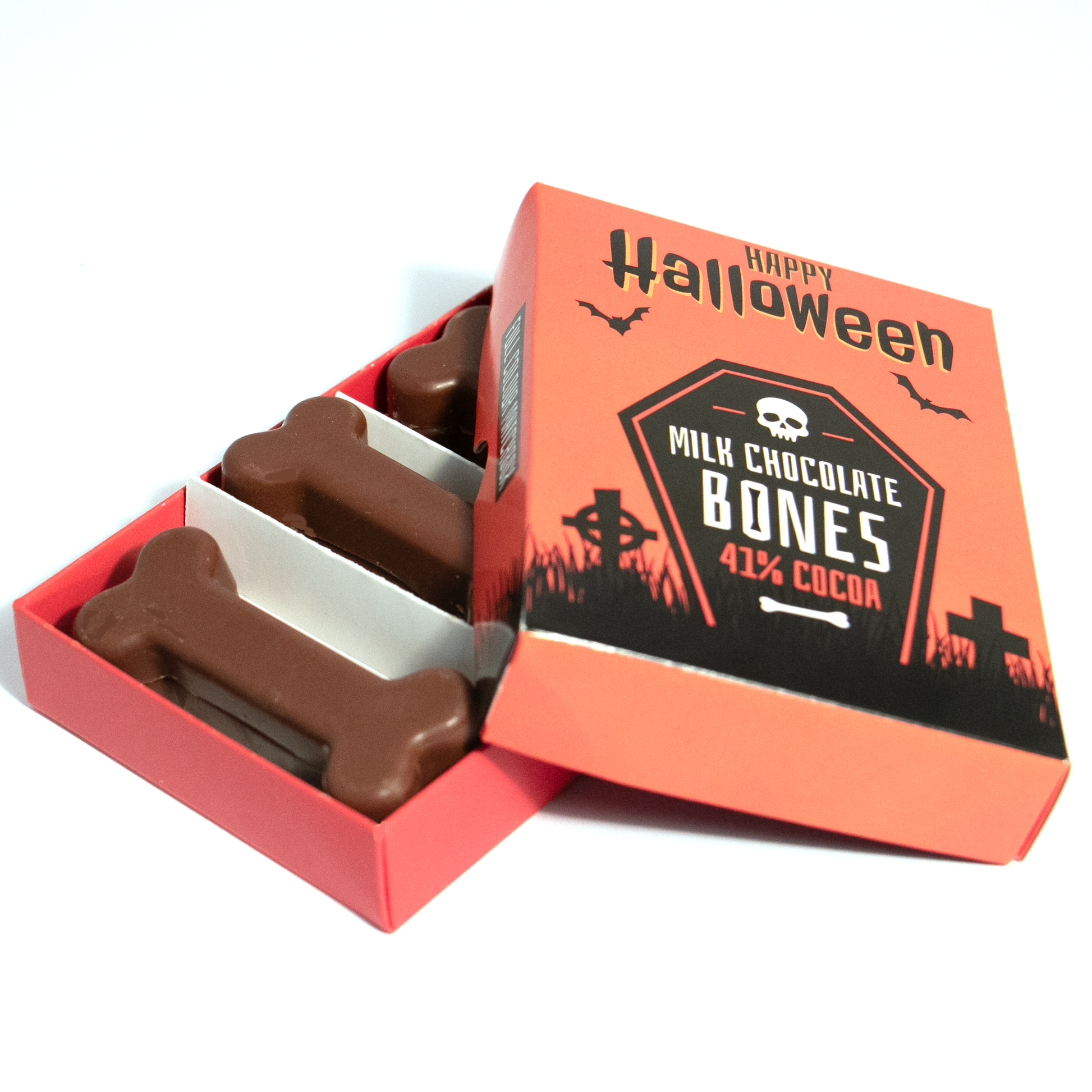 Halloween - Large Eco Matchbox - Milk Chocolate Bones Black and White London