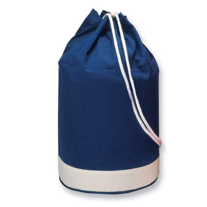 Navy Cotton Duffle Bag  Black and White London