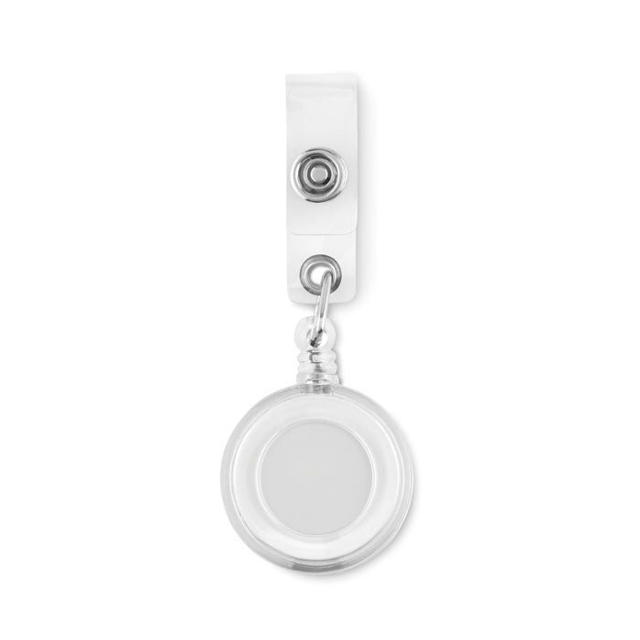 Retractable Badge/Pass Holder in Transparent White  Black and White London