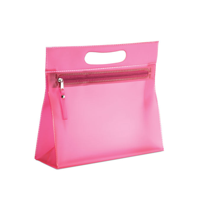 PVC Cosmetic Pouch in Pink  Black and White London