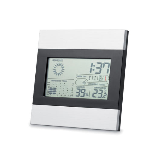 Digital Weather Station Desk Clock  Black and White London