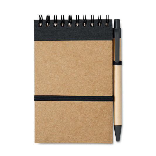 Recycled Paper A6 Notepad & Pen Set in Natural/Black