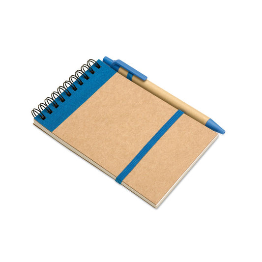 Recycled Paper A6 Notepad & Pen Set in Natural/Blue