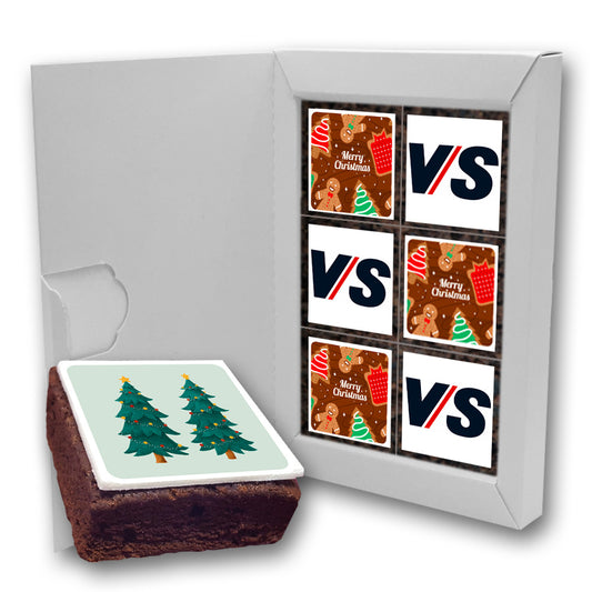Printed Iced Logo Brownie Postal Gift Box  Black and White London