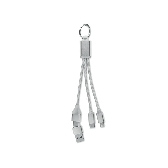 4-In-1 Metal Charging Cable Keyring Black and White London®