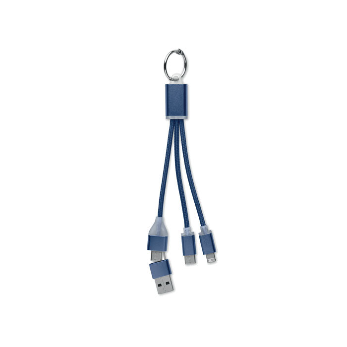 4-In-1 Metal Charging Cable Keyring Black and White London®