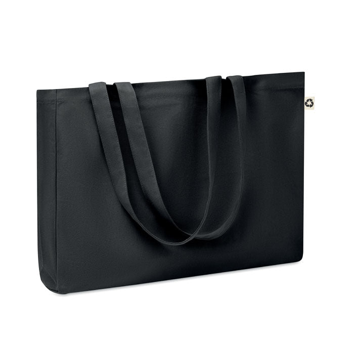 Premium Heavy Canvas Cotton Recycled Landscape Tote Bag in Black Recycled Tote Bags Black and White London