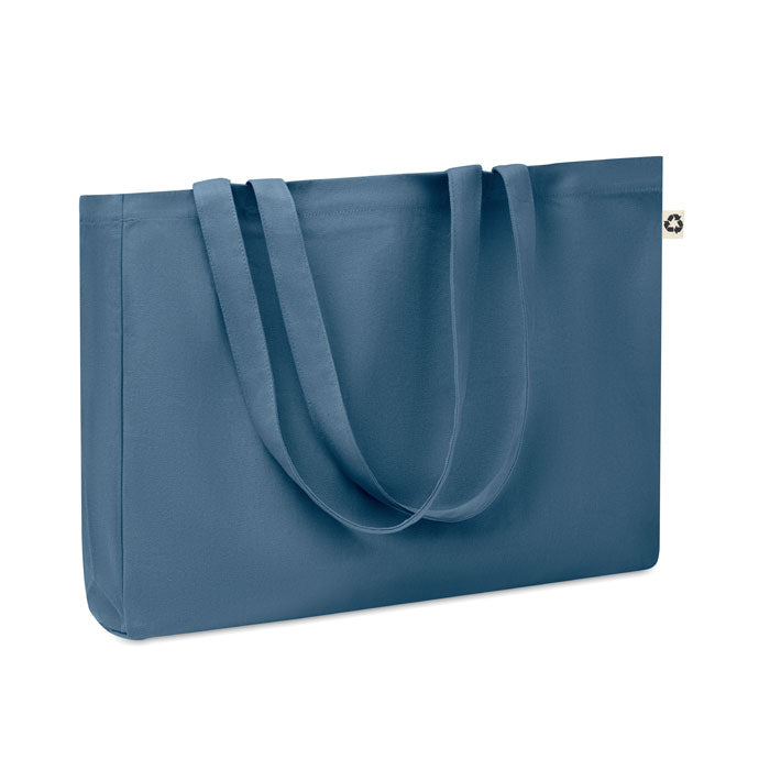 Premium Heavy Canvas Cotton Recycled Landscape Tote Bag in Navy Blue Recycled Tote Bags Black and White London