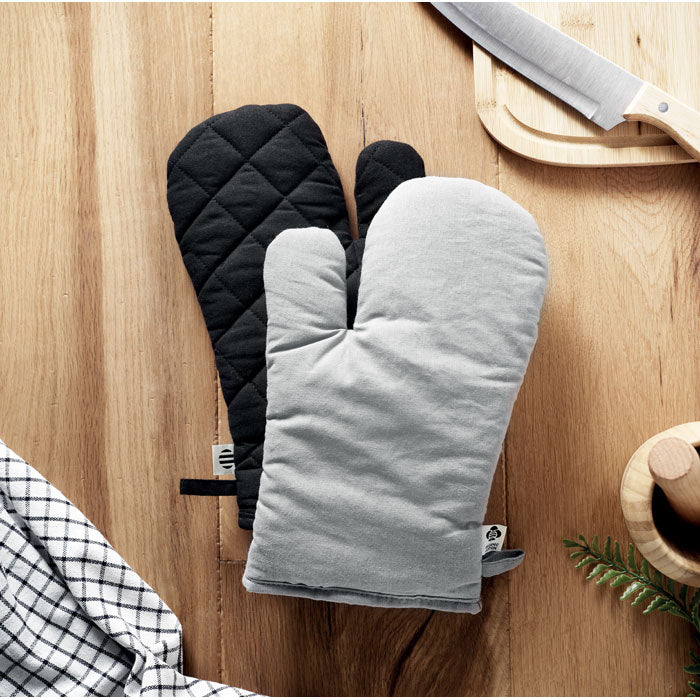 Organic Cotton Oven Glove / Mitt  Black and White London