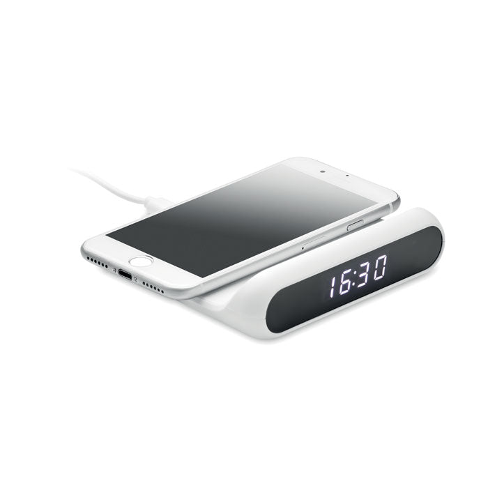 Desk LED Clock with Wireless Charger Wireless Chargers Black and White London