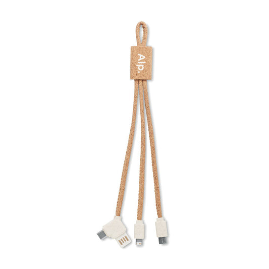 3 In 1 Cork Charging Cable  Black and White London