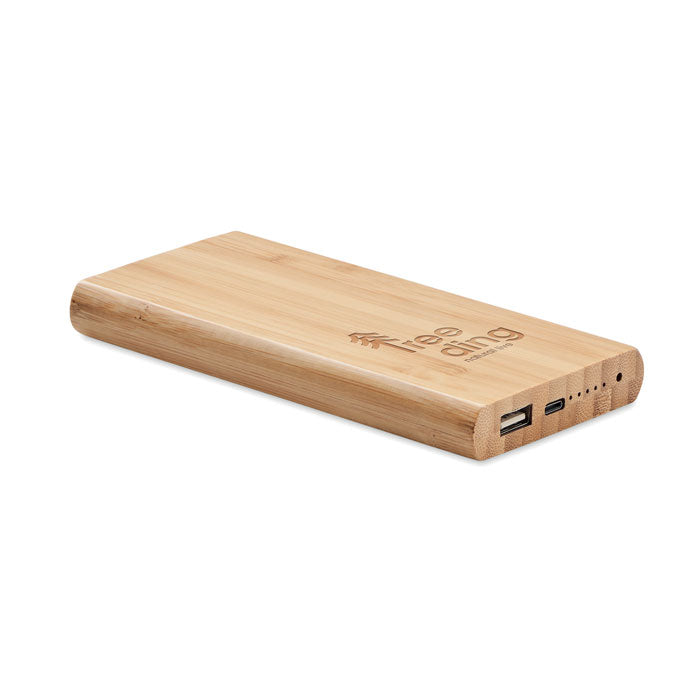Engraved Bamboo Wireless Charging Power Bank Power Banks Black and White London