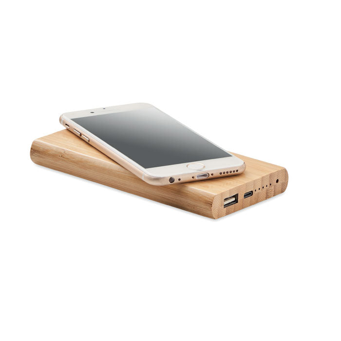 Engraved Bamboo Wireless Charging Power Bank Power Banks Black and White London
