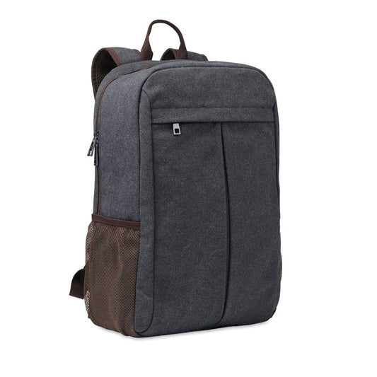 Computer Backpack In Canvas  Black and White London