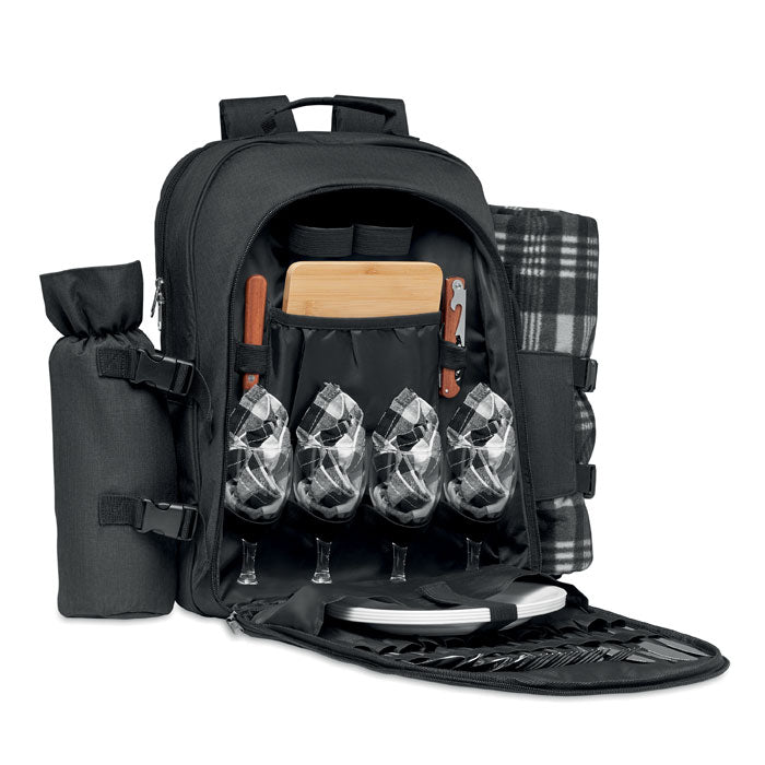 4 Person Picnic Backpack  Black and White London