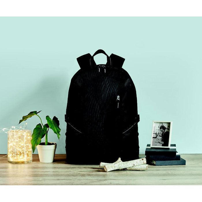Polyester Computer Backpack  Black and White London