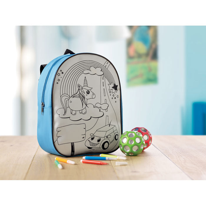Childrens Colour In Backpack With 5 Markers  Black and White London