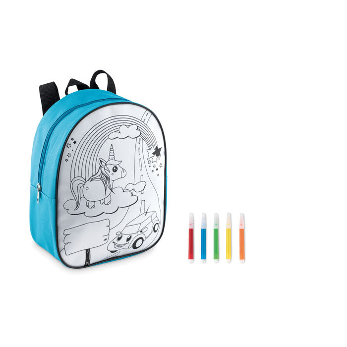 Childrens Colour In Backpack With 5 Markers  Black and White London