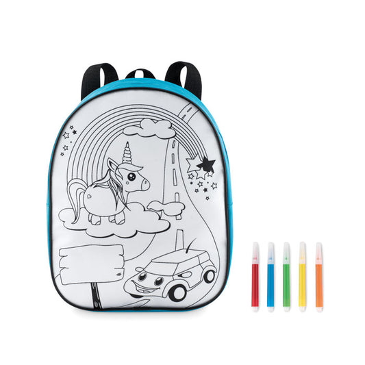 Childrens Colour In Backpack With 5 Markers  Black and White London