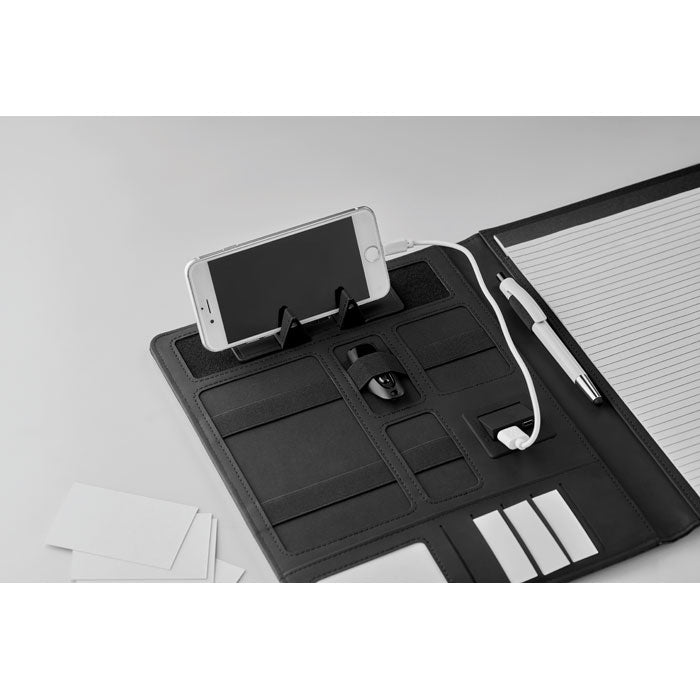 A4 Folder With Power Bank  Black and White London