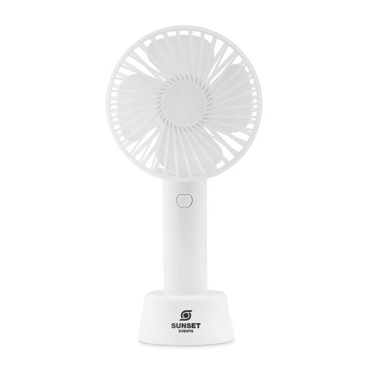 Rechargeable Portable Hand Fan with Desk Stand Black and White London®