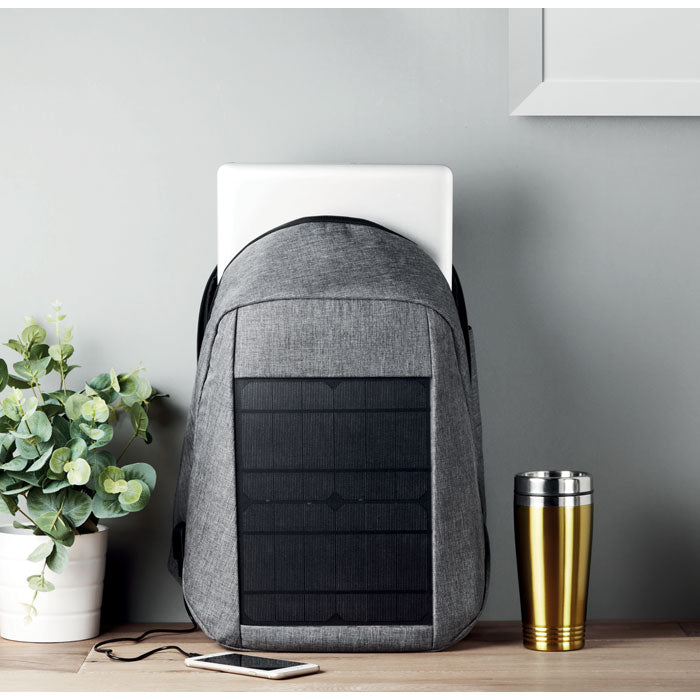 Business Backpack with Solar Panel Charger and Cable Backpacks & Rucksacks Black and White London