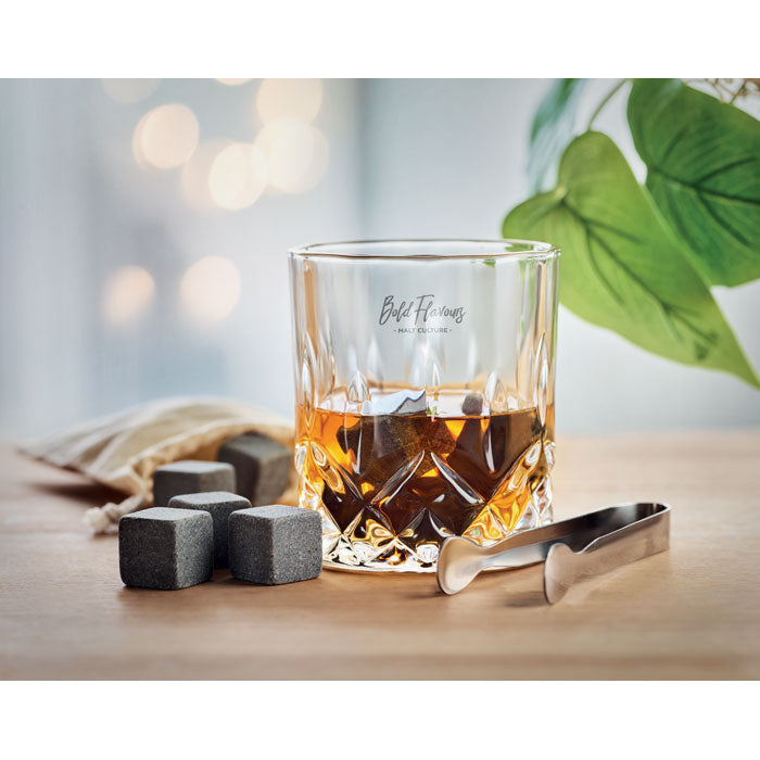 Whisky Set In Bamboo Box  Black and White London