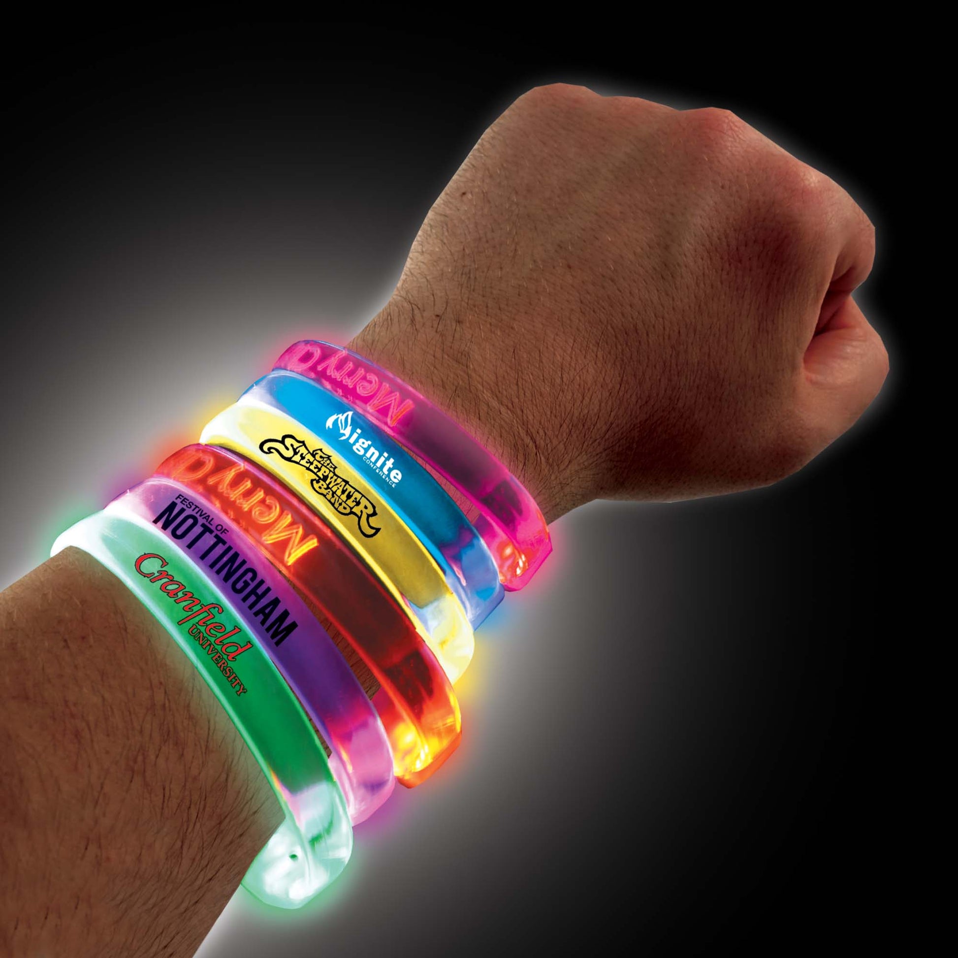 Reactive Led Flashing Wristband Light Ups Black and White London