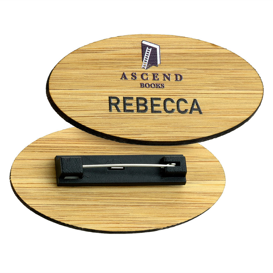 Bamboo Name Badges Badges Black and White London