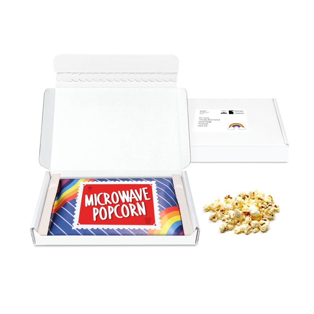 Gift Boxes - Mini White Postal Box - Microwave Popcorn Black and White London