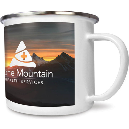 Premium Full Colour Enamel Mug Carbon steel and Enamel Black and White London