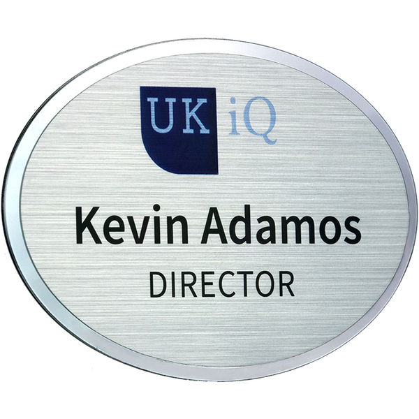 Personalised Metal Name Badge Badges Black and White London