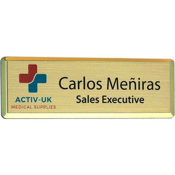 Personalised Metal Name Badge Badges Black and White London