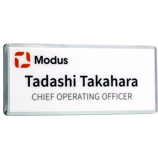 Personalised Metal Name Badge Badges Black and White London