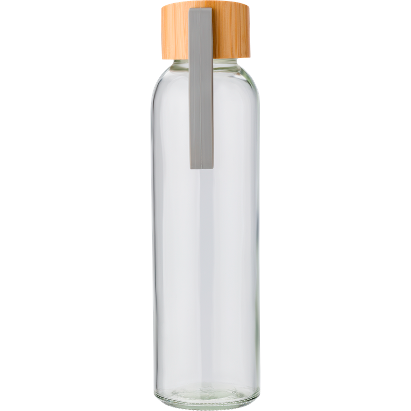 Glass Drinking Bottle with Bamboo Cap  Black and White London