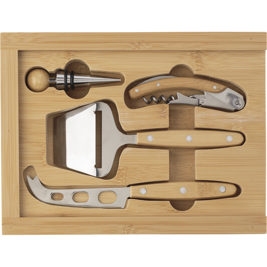 Bamboo Cheese and wine set Gift Sets Black and White London