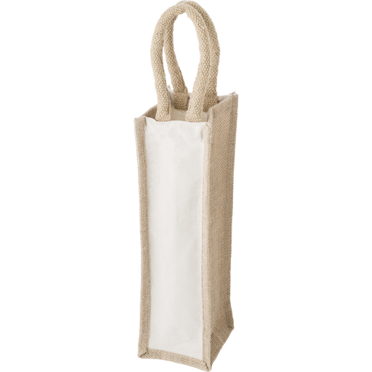Cotton & Jute Wine Bottle Bag  Black and White London
